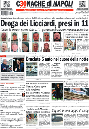 Prima pagina Cronache di Napoli di oggi - Quotidiano regionale