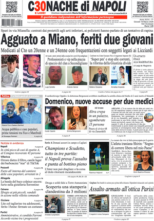Prima pagina Cronache di Napoli di oggi - Quotidiano regionale