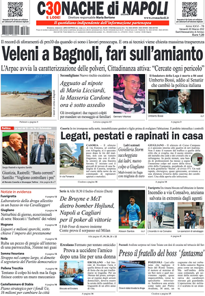 Prima pagina Cronache di Napoli di oggi - Quotidiano regionale