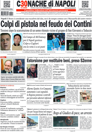 Prima pagina Cronache di Napoli di oggi - Quotidiano regionale