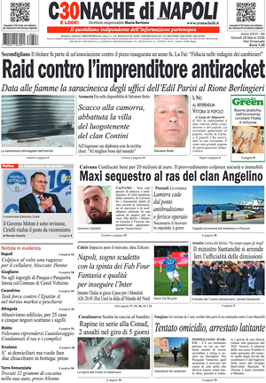 Prima pagina Cronache di Napoli di oggi - Quotidiano regionale