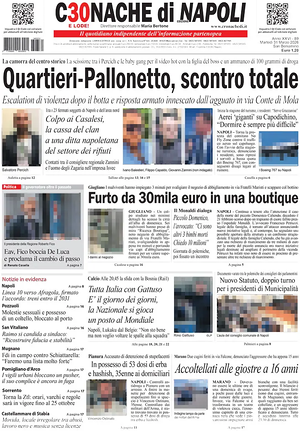 Prima pagina Cronache di Napoli di oggi - Quotidiano regionale