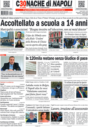 Prima pagina Cronache di Napoli di oggi - Quotidiano regionale