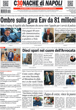 Prima pagina Cronache di Napoli di oggi - Quotidiano regionale