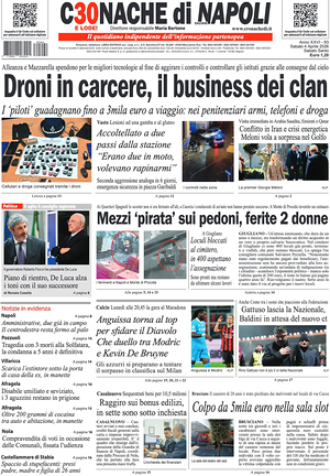 Prima pagina Cronache di Napoli di oggi - Quotidiano regionale