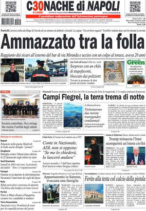 Prima pagina Cronache di Napoli di oggi - Quotidiano regionale