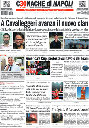 Prima pagina Cronache di Napoli di oggi - Quotidiano regionale