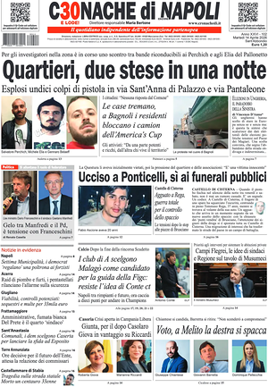 Prima pagina Cronache di Napoli di oggi - Quotidiano regionale