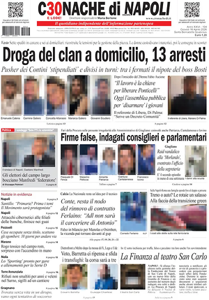 Prima pagina Cronache di Napoli di oggi - Quotidiano regionale