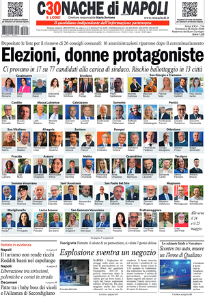 Prima pagina Cronache di Napoli di oggi - Quotidiano regionale