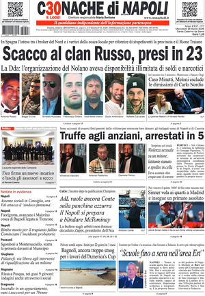 Prima pagina Cronache di Napoli di oggi - Quotidiano regionale
