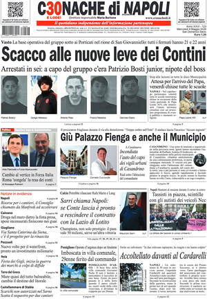 Prima pagina Cronache di Napoli di oggi - Quotidiano regionale