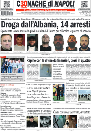 Prima pagina Cronache di Napoli di oggi - Quotidiano regionale
