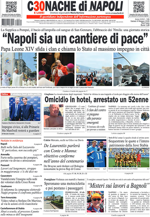 Prima pagina Cronache di Napoli di oggi - Quotidiano regionale