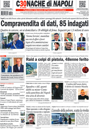 Prima pagina Cronache di Napoli di oggi - Quotidiano regionale