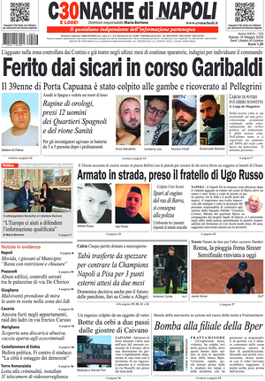 Prima pagina Cronache di Napoli di oggi - Quotidiano regionale
