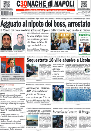 Prima pagina Cronache di Napoli di oggi - Quotidiano regionale