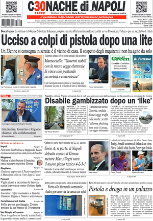 Prima pagina Cronache di Napoli di oggi - Quotidiano regionale