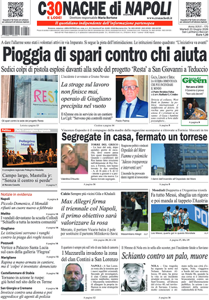 Prima pagina Cronache di Napoli di oggi - Quotidiano regionale