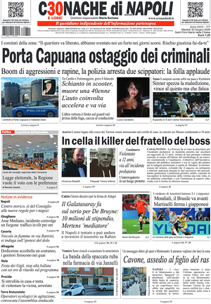Prima pagina Cronache di Napoli di oggi - Quotidiano regionale