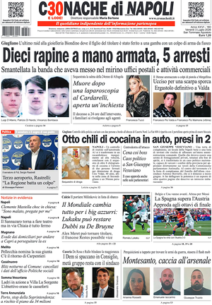 Prima pagina Cronache di Napoli di oggi - Quotidiano regionale