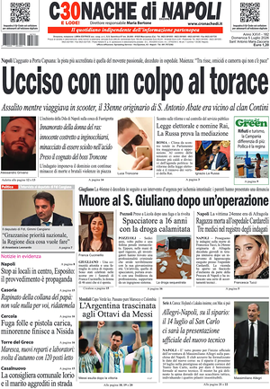 Prima pagina Cronache di Napoli di oggi - Quotidiano regionale