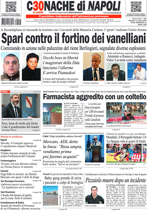 Prima pagina Cronache di Napoli di oggi - Quotidiano regionale