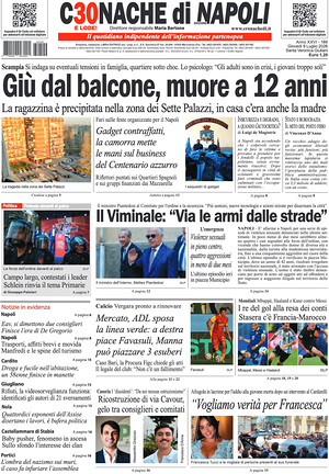 Prima pagina Cronache di Napoli di oggi - Quotidiano regionale