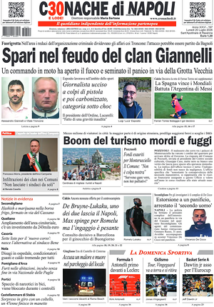 Prima pagina Cronache di Napoli di oggi - Quotidiano regionale