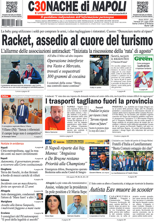 Prima pagina Cronache di Napoli di oggi - Quotidiano regionale