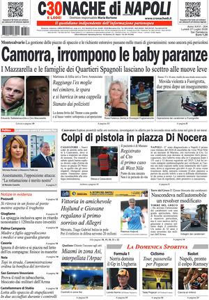 Prima pagina Cronache di Napoli di oggi - Quotidiano regionale