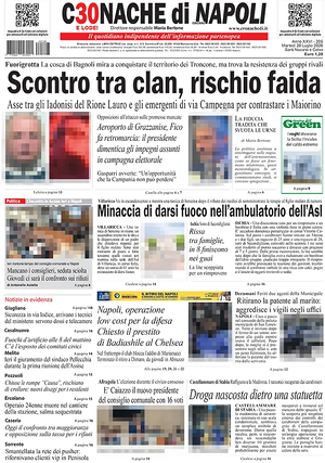 Prima pagina Cronache di Napoli di oggi - Quotidiano regionale