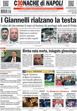 Prima pagina Cronache di Napoli di oggi - Quotidiano regionale