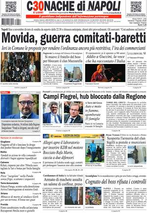 Prima pagina Cronache di Napoli di oggi - Quotidiano regionale