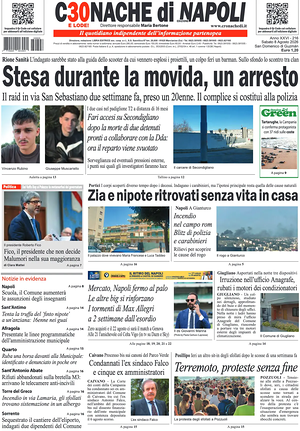 Prima pagina Cronache di Napoli di oggi - Quotidiano regionale