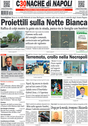 Prima pagina Cronache di Napoli di oggi - Quotidiano regionale