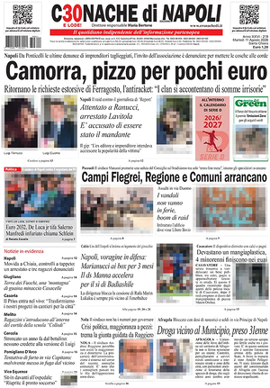 Prima pagina Cronache di Napoli di oggi - Quotidiano regionale