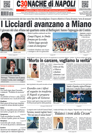 Prima pagina Cronache di Napoli di oggi - Quotidiano regionale