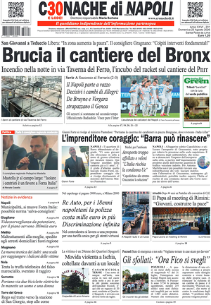 Prima pagina Cronache di Napoli di oggi - Quotidiano regionale