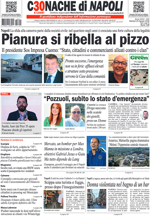 Prima pagina Cronache di Napoli di oggi - Quotidiano regionale