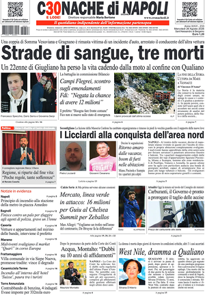 Prima pagina Cronache di Napoli di oggi - Quotidiano regionale