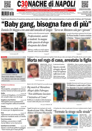 Prima pagina Cronache di Napoli di oggi - Quotidiano regionale