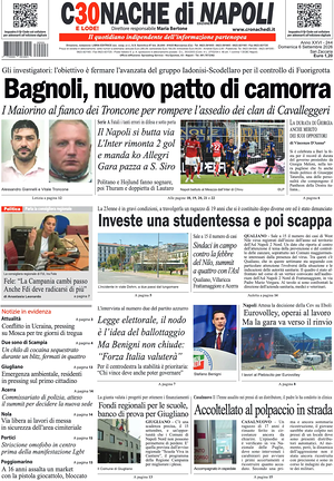 Prima pagina Cronache di Napoli di oggi - Quotidiano regionale