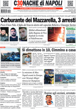 Prima pagina Cronache di Napoli di oggi - Quotidiano regionale