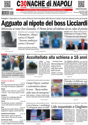 Prima pagina Cronache di Napoli di oggi - Quotidiano regionale
