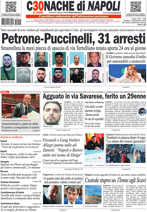 Prima pagina Cronache di Napoli di oggi - Quotidiano regionale