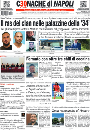 Prima pagina Cronache di Napoli di oggi - Quotidiano regionale