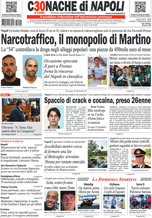 Prima pagina Cronache di Napoli di oggi - Quotidiano regionale