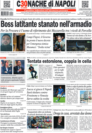 Prima pagina Cronache di Napoli di oggi - Quotidiano regionale