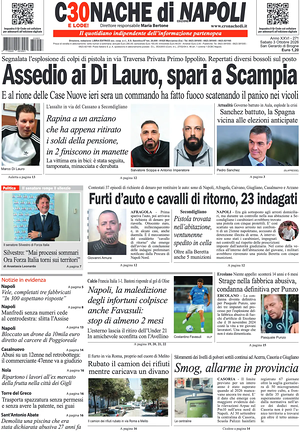 Prima pagina Cronache di Napoli di oggi - Quotidiano regionale